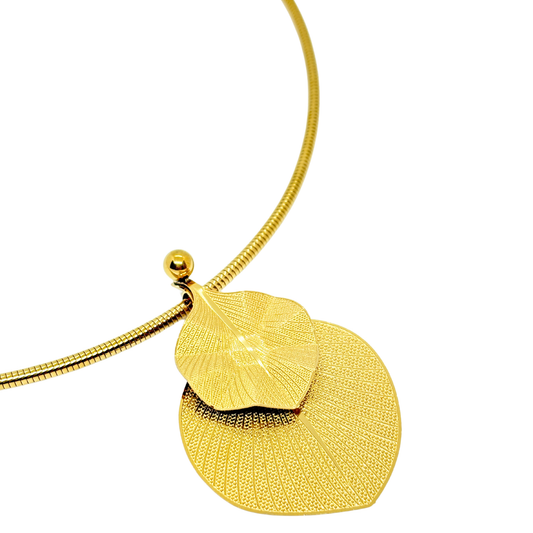 Dual Leaf Gold Hasli Necklace