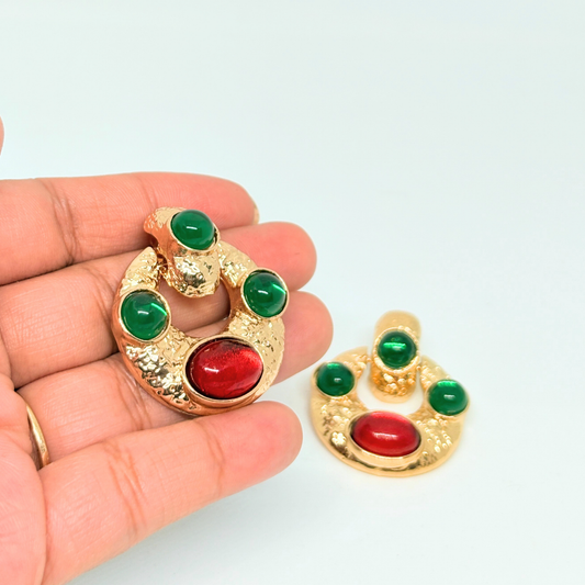 Gilded Garden Cabochon Cluster Earrings