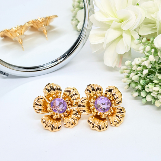 Sapphire Crystal Floral Studs