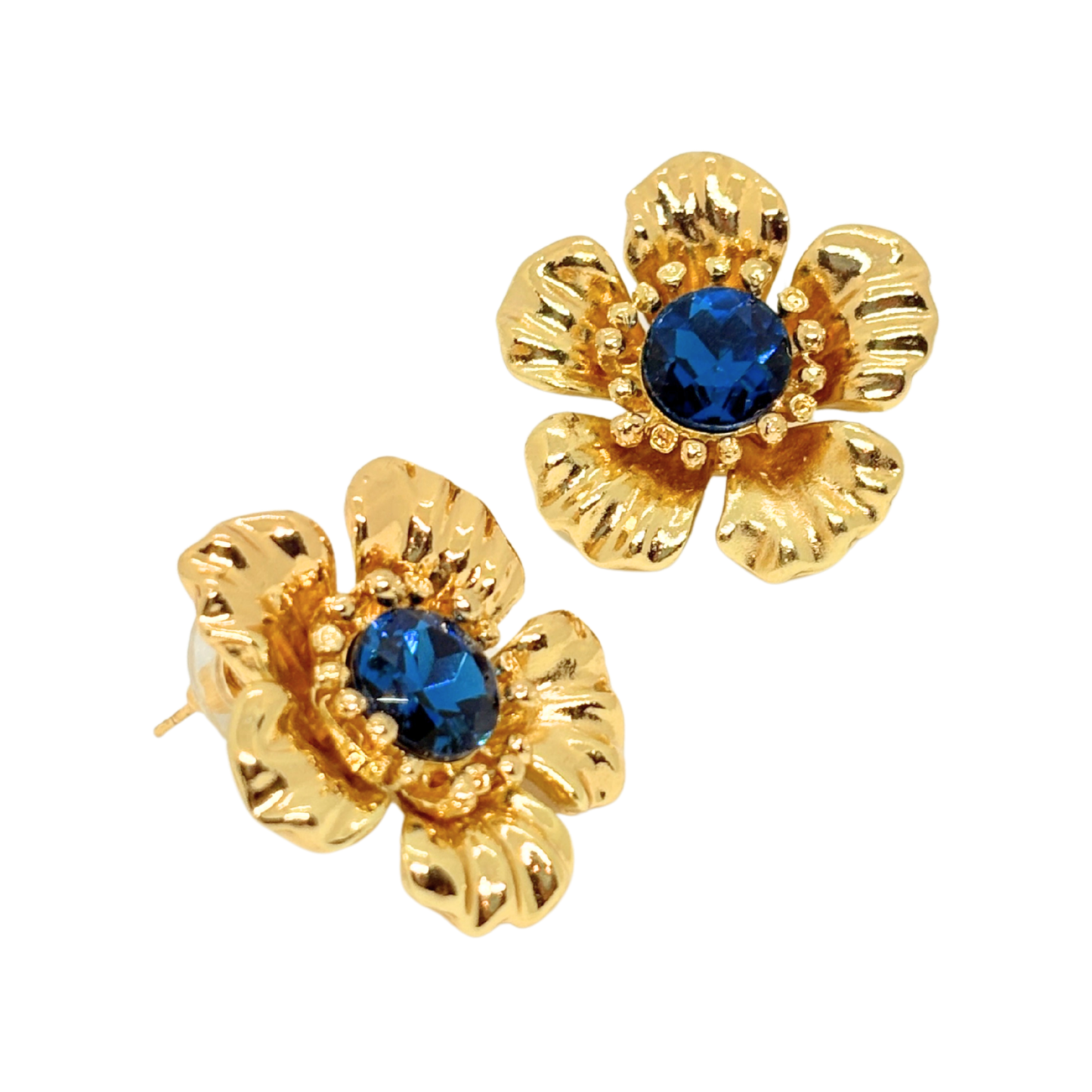 Sapphire Crystal Floral Studs