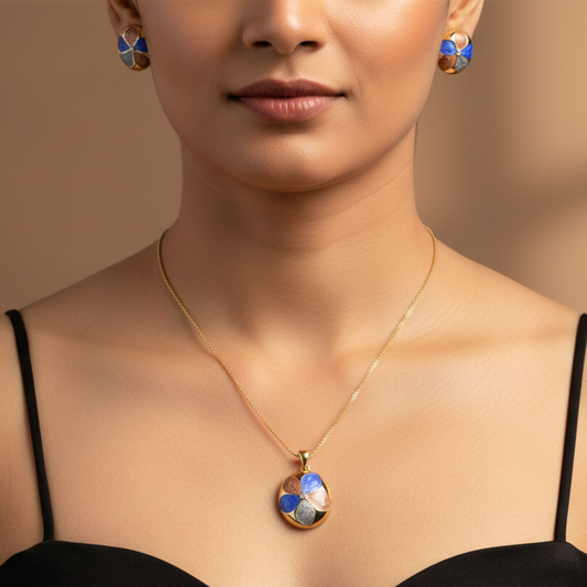 Aurora Bloom Enamel Jewelry Set