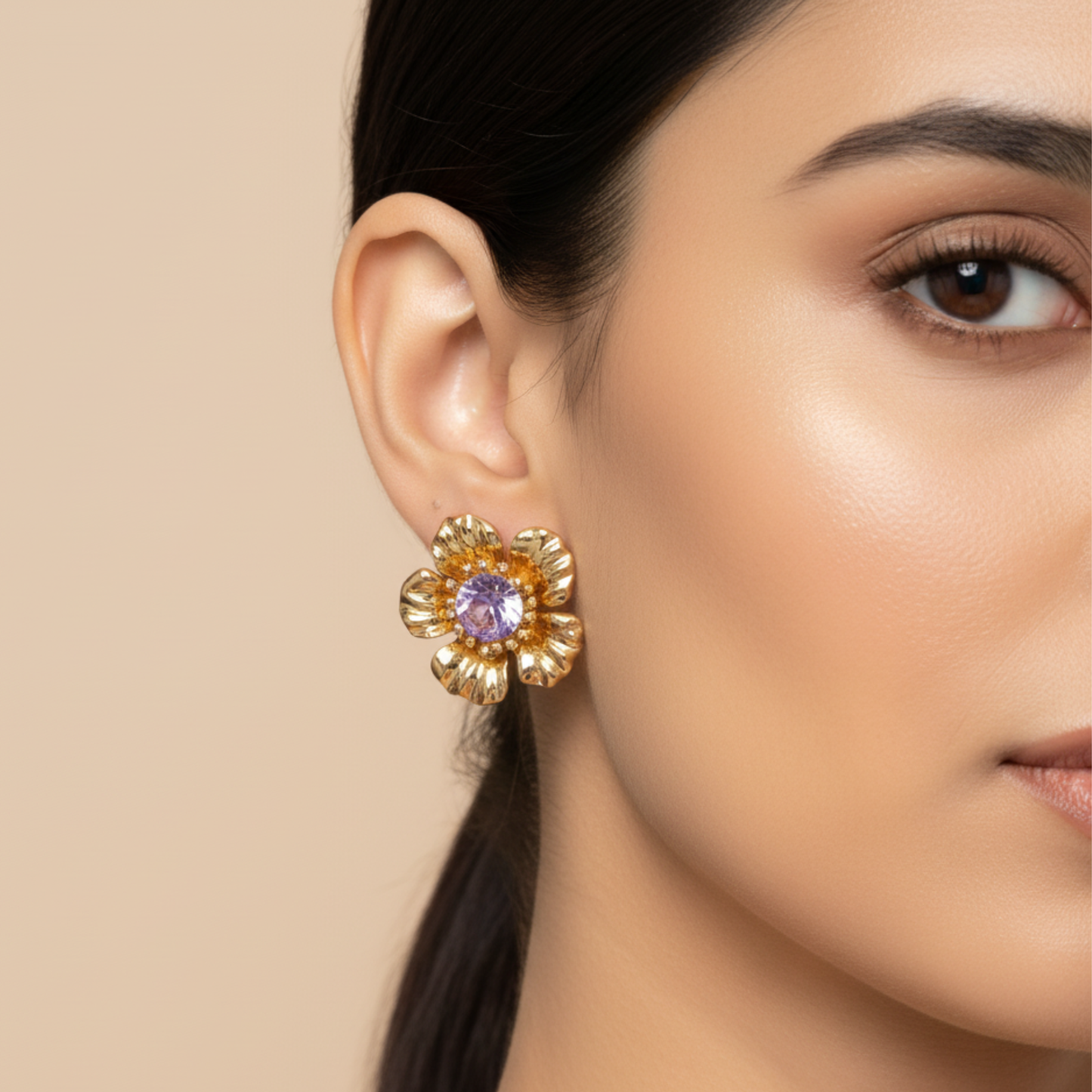 Sapphire Crystal Floral Studs