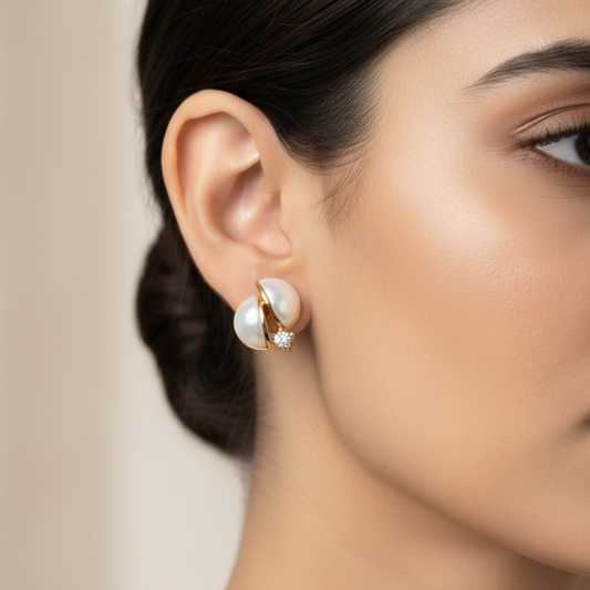 Elegant Pearl Orbit Stud Earrings