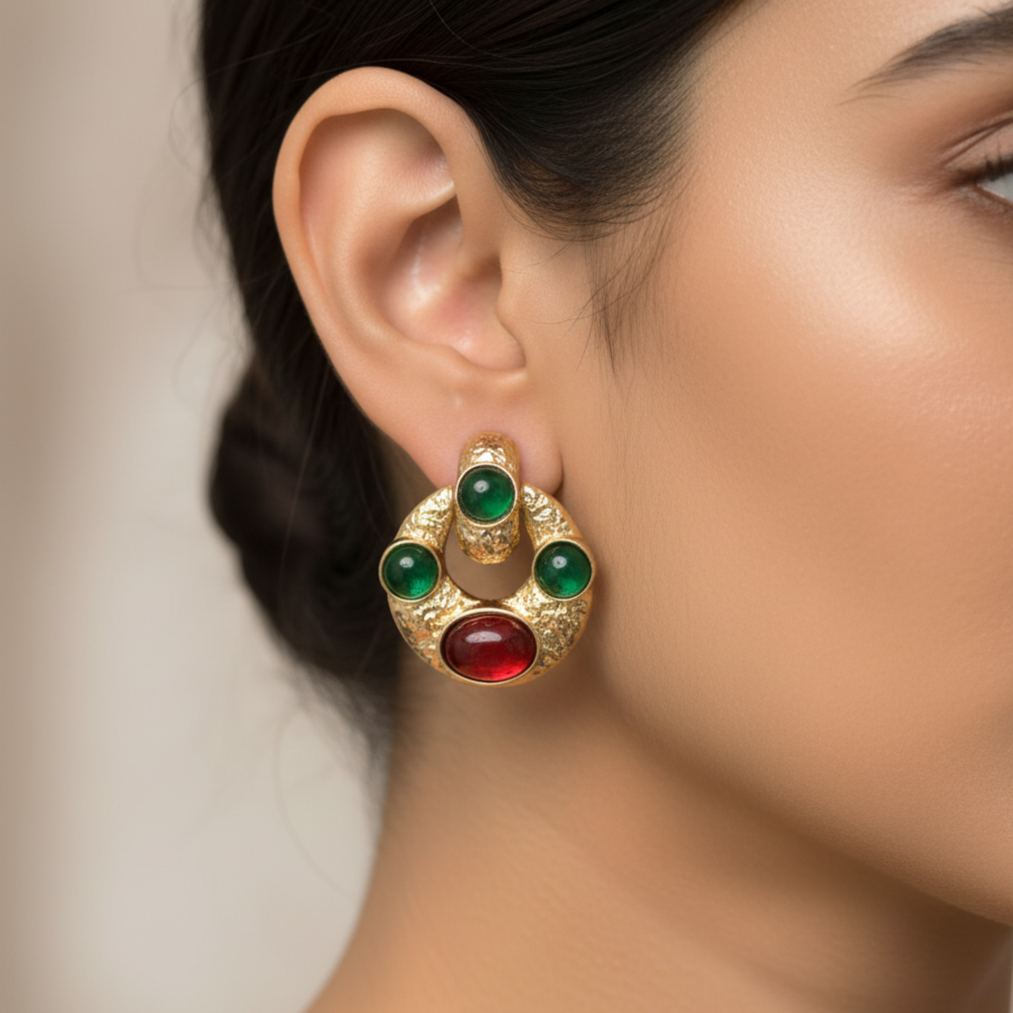 Gilded Garden Cabochon Cluster Earrings