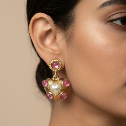 Vintage Heart Drop Earrings