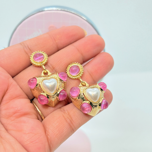 Vintage Heart Drop Earrings