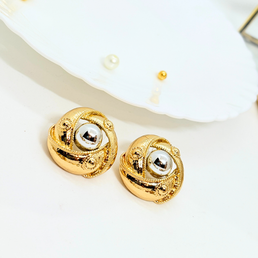 Sculpted Gold Orb Earrings